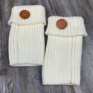NWOT Cream Knit Sweater Boot Cuffs Brown Buttons